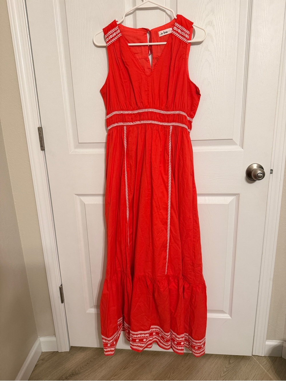 In Loom Red Embroidered Maxi Dress Size Small Boho Summer Dress